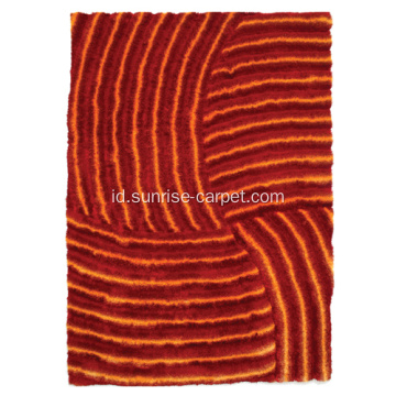 Poliester merah & oranye warna karpet 3D